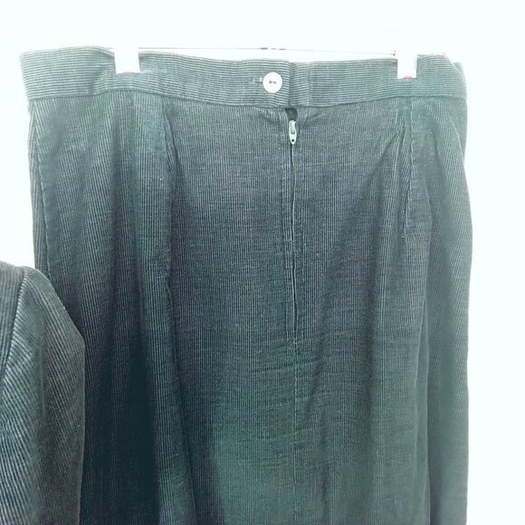 Vintage '70s 2-pc Set Suit Corduroy Blazer Belted + Skirt Kick Pleat S/M(6-8) - Picture 7 of 10